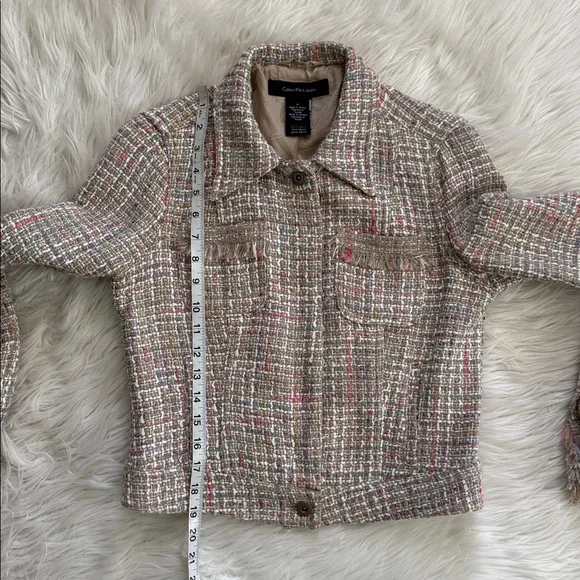 Calvin Klein Jeans Tweed Multicolor Zip-Up Jacket Size M - Picture 13 of 13